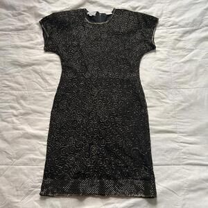 Vintage Black and gold beaded mini dress Size 8